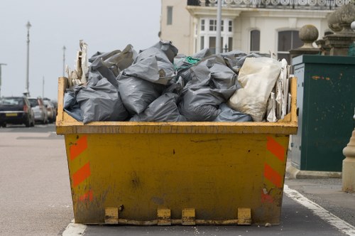Domestic skip bin placed in a residential driveway