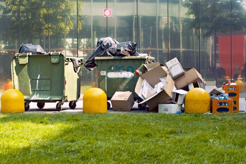 Safety measures during skip placement in a garden