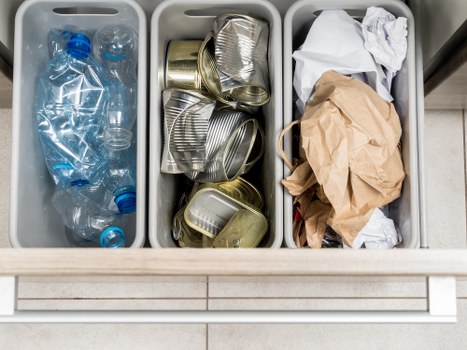 Various types of construction waste materials